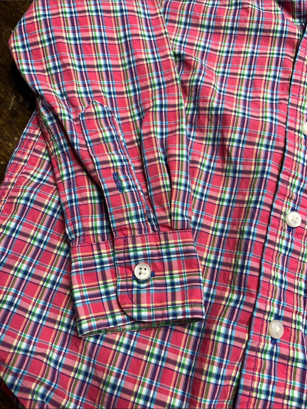 Ralph Lauren Red and Blue Plaid Button-Down Shirt boys size 4